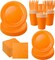 210pcs Orange Paper Plates Disposable Tableware Party Supplies (Orange Color)